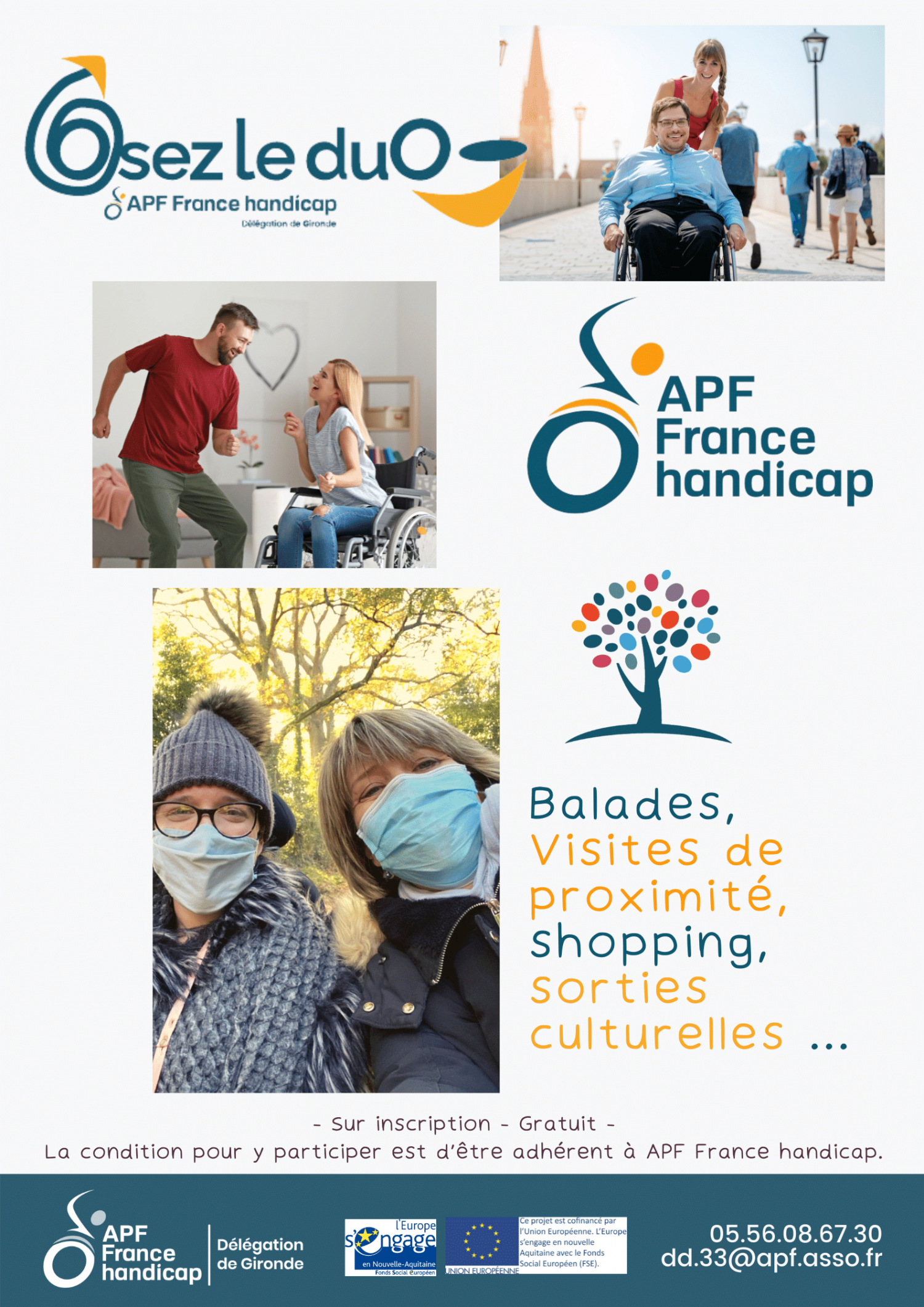 APF, handicap, Gironde, activités, danse, numérique, parole, art, jeux, convivialité, percussions, liens téléphoniques, aidant familial, lien social