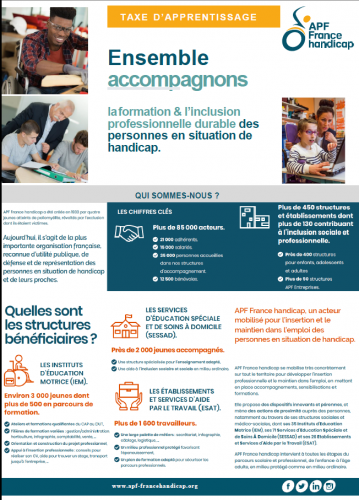 Taxe apprentissage, APF, handicap, Aquitaine, ESAT, IEM, SESSAD